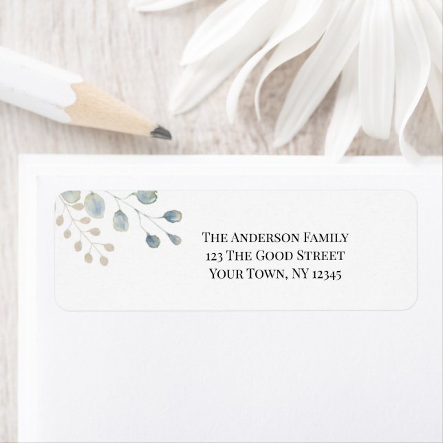 Greenery Guld Botanical Lövs Returadress Etikett (Insitu)