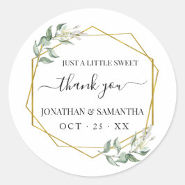 Greenery guld bröllop tack runt klistermärke
