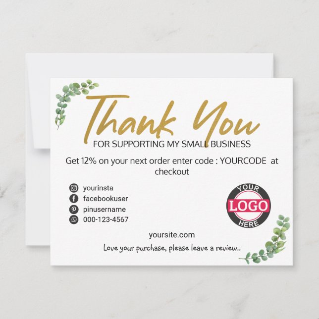 Greenery Guld Business Packaging Infoga kort (Framsida)