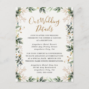 Greenery Guld Elegant Watercolor Boho Löv Bröllop Tilläggskort