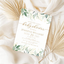 Greenery Guld Eucalyptus Baby Shower