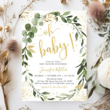 Greenery & Guld Eucalyptus Baby Shower