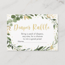 Greenery Guld Eucalyptus Baby Shower Raffle