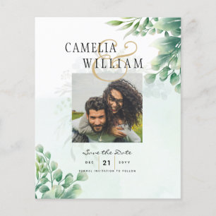 Greenery Guld Eucalyptus BRÖLLOP QR CODE Modern Flygblad