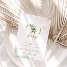 Greenery Guld Eucalyptus Oh Baby Shower Inbjudningar
