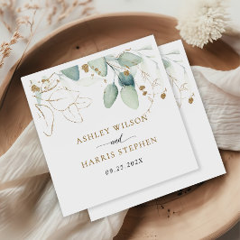 Greenery Guld Eucalyptus Rustic Bröllop Pappersservett