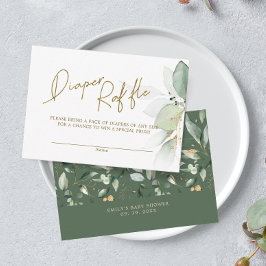Greenery Guld Foliage Diaper Raffle-höljeskort Tilläggskort