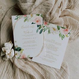 Greenery & Guld Geometric Bachelorette Helg Inbjudningar