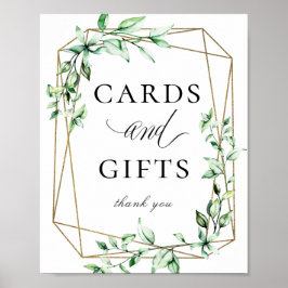 Greenery Guld Geometric Cards Gifts-skylt Poster