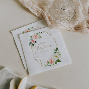 Greenery & Guld Geometric Elegant Baby Shower Pappersservett