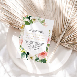 Greenery & Guld Geometric Elegant Blommigt bröllop Inbjudningar