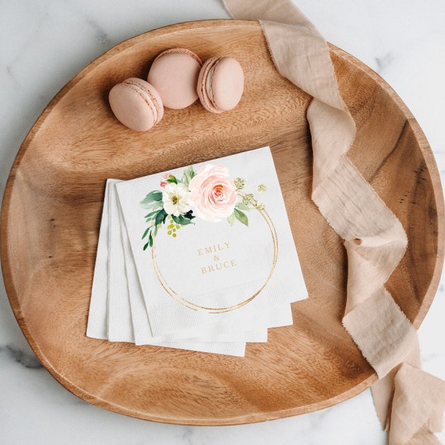 Greenery & Guld Geometric Elegant bröllop Napkin Pappersservett (Skapare uppladdad)