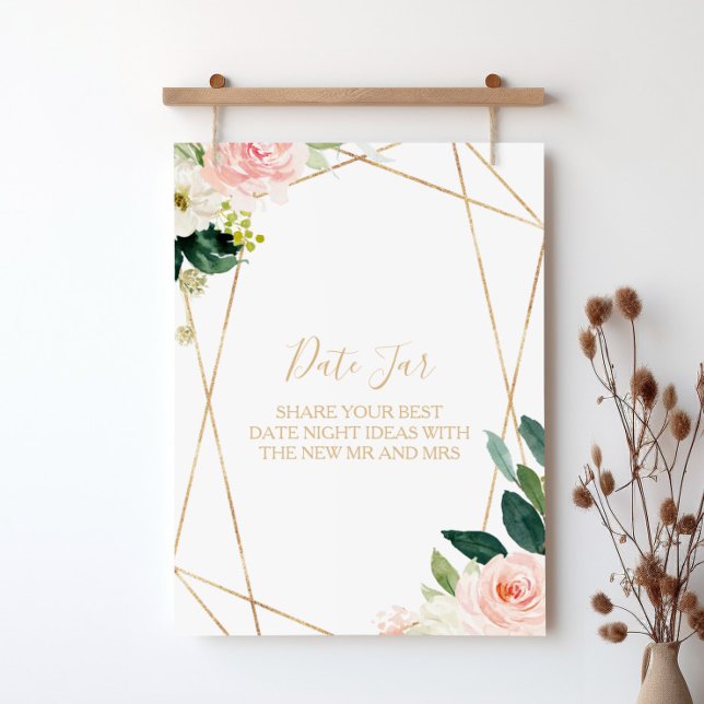 Greenery & Guld Geometric Elegant Burk-tecken Poster (Skapare uppladdad)