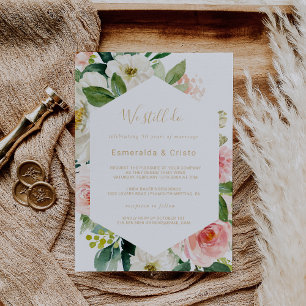Greenery & Guld Geometric Elegant Vow Renewal Inbjudningar
