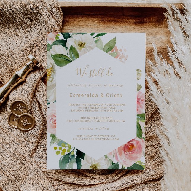 Greenery & Guld Geometric Elegant Vow Renewal Inbjudningar (Skapare uppladdad)