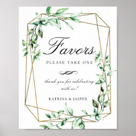 Greenery Guld Geometric Favor Bröllop-tecken Poster