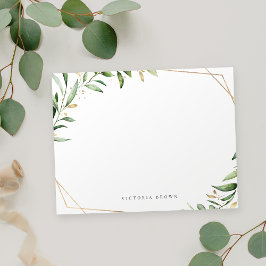 Greenery Guld Geometric Personlig Stationery Anteckningskort