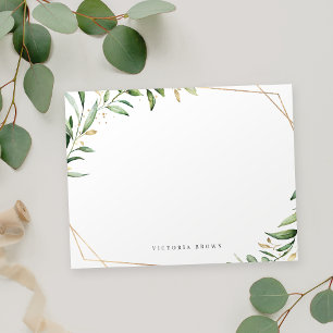 Greenery Guld Geometric Personlig Stationery Anteckningskort