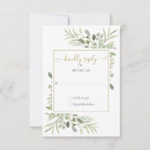 Greenery Guld Geometric Script Bröllop