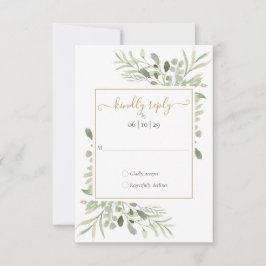 Greenery Guld Geometric Script Bröllop OSA Kort