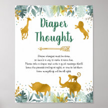 Greenery Guld Greenery Safari Diaper Thoughts Sign