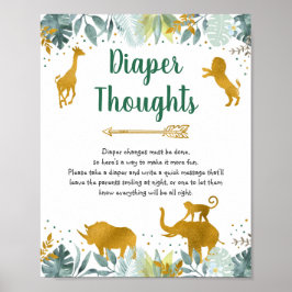 Greenery Guld Greenery Safari Diaper Thoughts Sign Poster