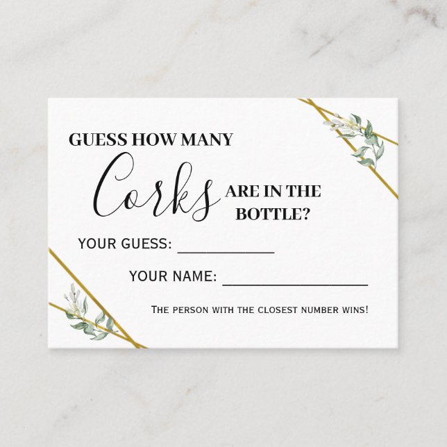 Greenery guld Hur många kork biingual-spelkort Placeringskort (Framsida)