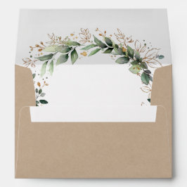 Greenery Guld Kraft Watercolor Boho Löv Bröllop