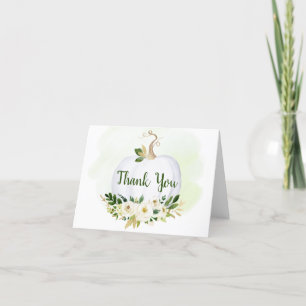 Greenery Guld Little Pumpkin Baby Shower Tack Kort