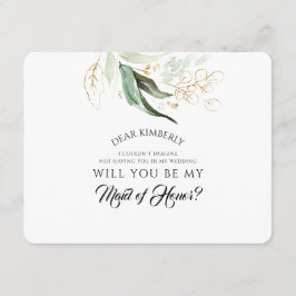 Greenery Guld Maid of honor / Bridesmaid Frieri Inbjudningar
