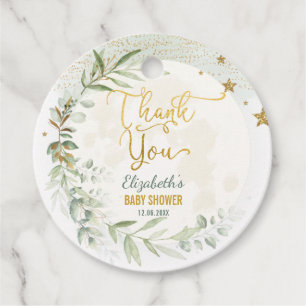 Greenery Guld Måne Twinkle Little Star Baby Shower Gåvor Etiketter