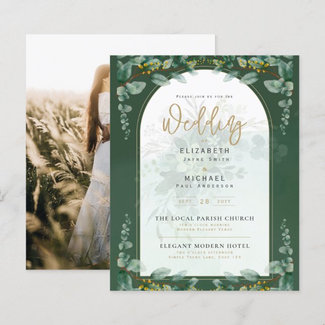 Greenery Guld PHOTO Wedding BUDGET (Fram/baksida)