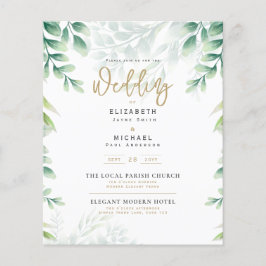 Greenery Guld PHOTO Wedding BUDGET Flygblad