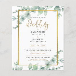 Greenery Guld PHOTO Wedding BUDGET Flygblad