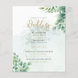 Greenery Guld PHOTO Wedding BUDGET Flygblad