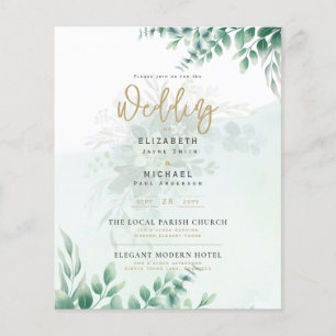 Greenery Guld PHOTO Wedding BUDGET Flygblad