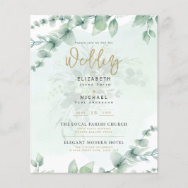 Greenery Guld PHOTO Wedding BUDGET Flygblad