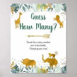 Greenery Guld Safari gissar hur många spelskyltar Poster
