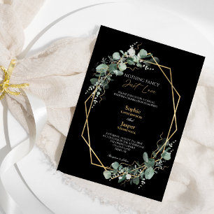 Greenery Guld Simple Black Ingenting Finare Bröllo Inbjudningar