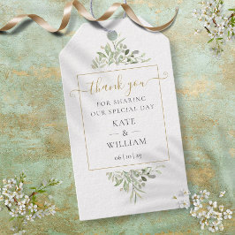 Greenery Guld-skript Tack Wedding Favor Gift Presentetikett