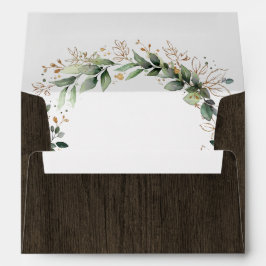 Greenery Guld Watercolor Boho Wood Grain Bröllop