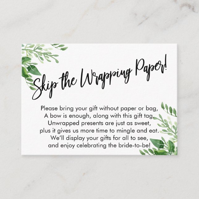 Greenery Handwrite Hoppa över Wrapping Papper! Tilläggskort (Framsida)