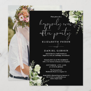 Greenery Happily Ever After Bröllopsflyktfotografi Inbjudningar