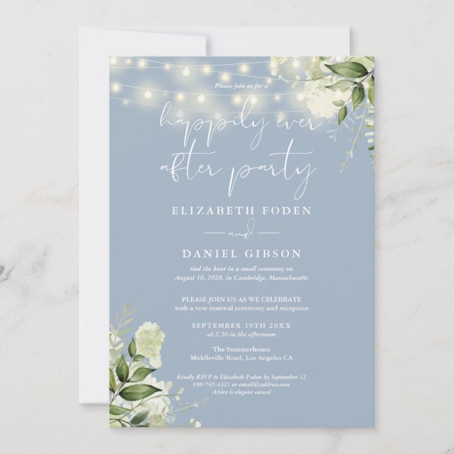Greenery Happily Ever After Party Wedding Vows Inbjudningar (Framsida)