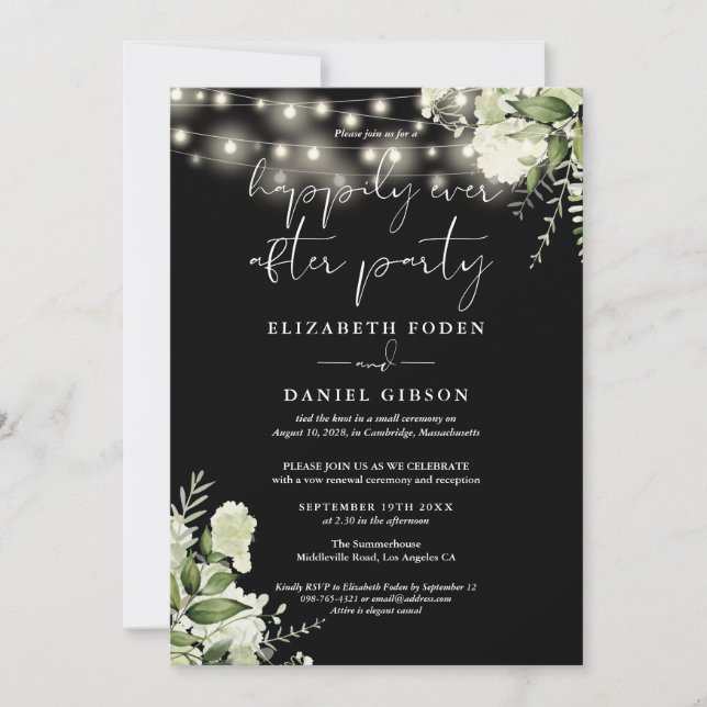 Greenery Happily Ever After Party Wedding Vows Inbjudningar (Framsida)