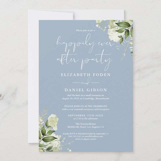 Greenery Happily Ever After Party Wedding Vows Inbjudningar (Framsida)