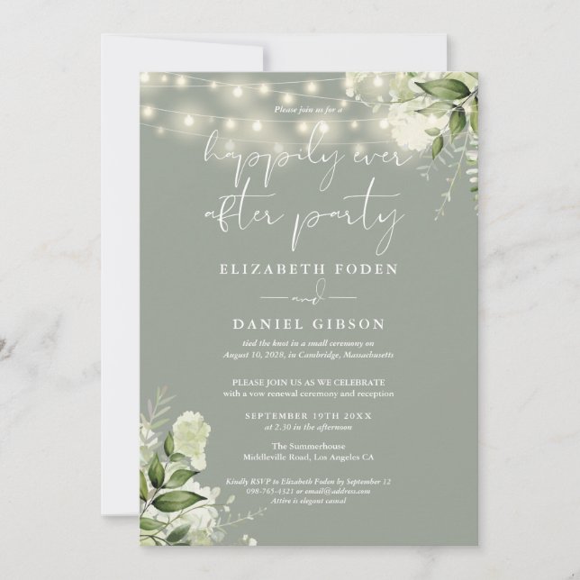 Greenery Happily Ever After Party Wedding Vows Inbjudningar (Framsida)