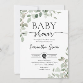 Greenery Hej Baby Baby Shower Inbjudningar
