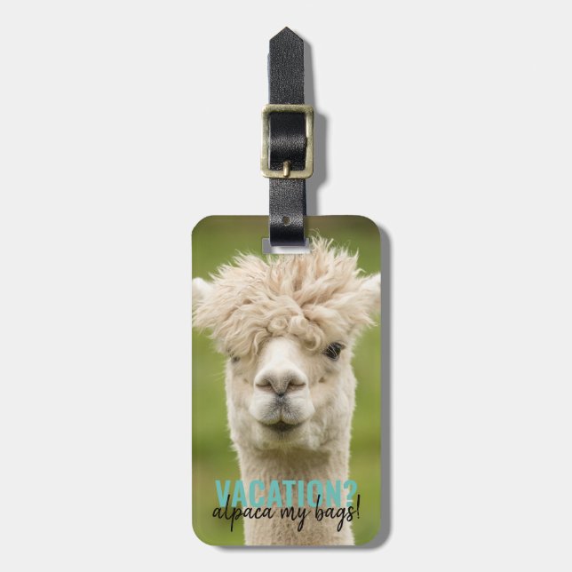 Greenery Helgdag Vacation Alpaca Bagagebricka (Vertikal Framsida)