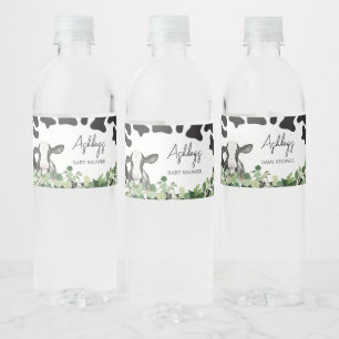 Greenery Heliga Cow Baby Shower Vattenflaskor Etikett